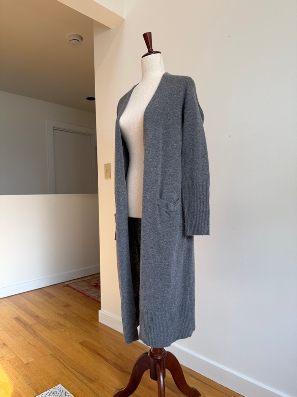 Halogen Long Open-Front Gray Cardigan Sweater